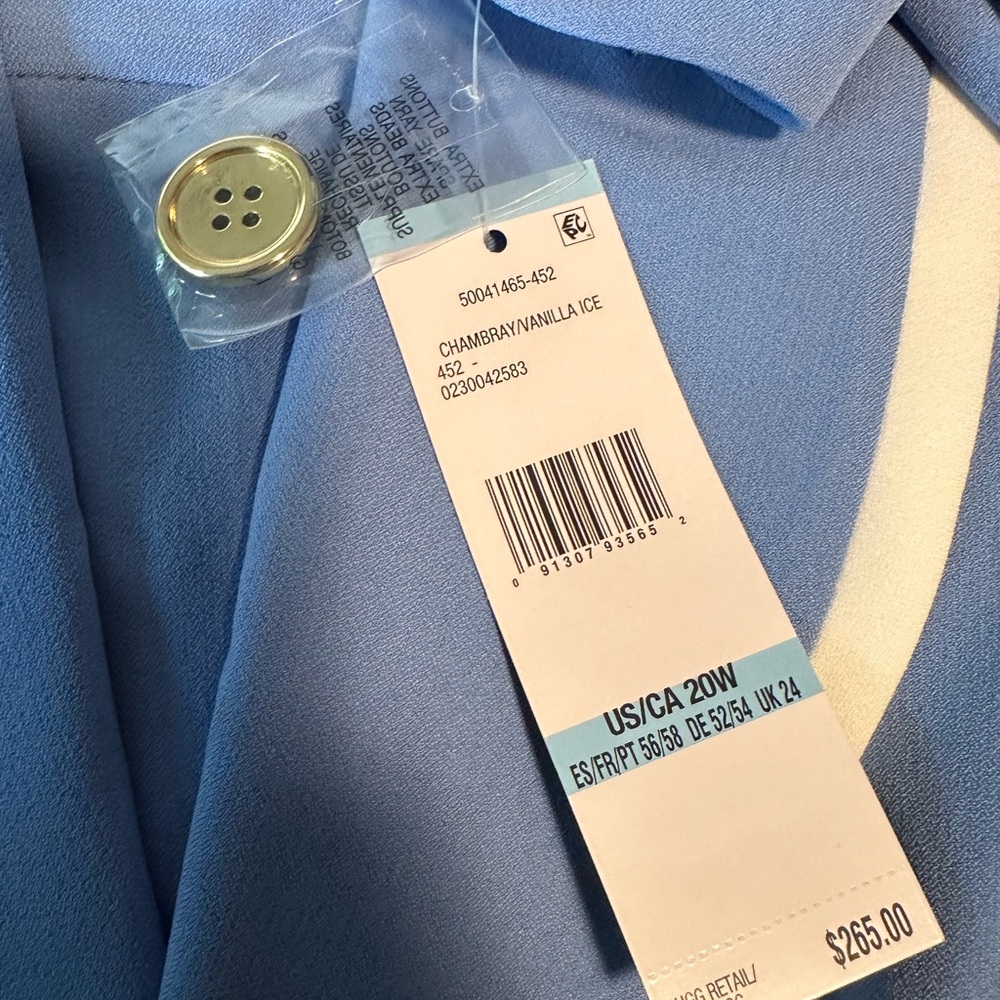 Le Suit Blue Skirt Set with White Trim - Picture 16 of 16